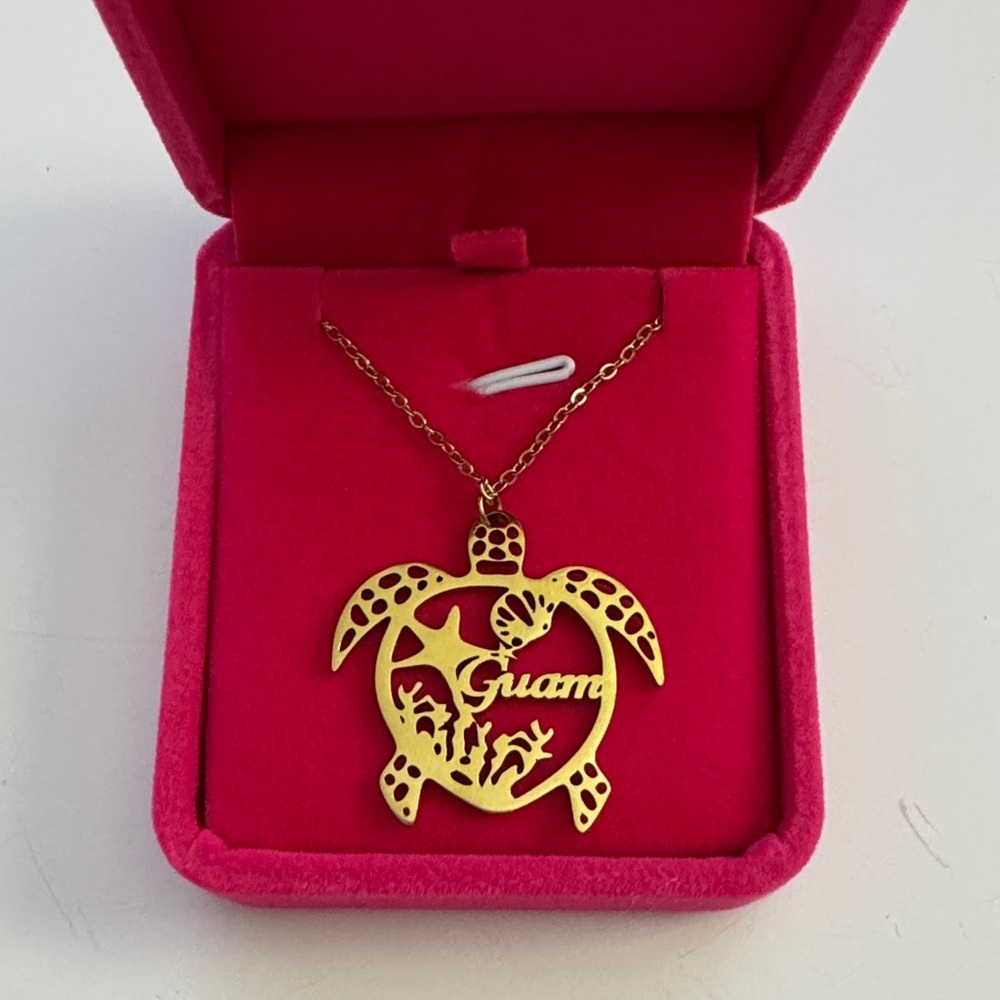 Guam Gold Turtle Pendant Necklace